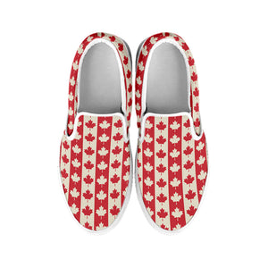 Canadian Maple Leaf Pattern Print White Slip On Shoes