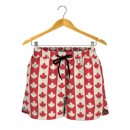 Canadian Maple Leaf Pattern Print Women's Shorts
