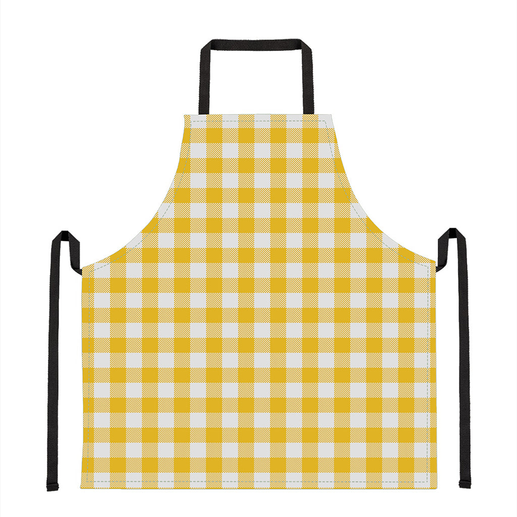 Canary Yellow And White Gingham Print Apron