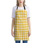 Canary Yellow And White Gingham Print Apron