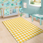 Canary Yellow And White Gingham Print Area Rug