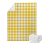 Canary Yellow And White Gingham Print Blanket