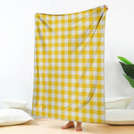 Canary Yellow And White Gingham Print Blanket