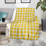 Canary Yellow And White Gingham Print Blanket