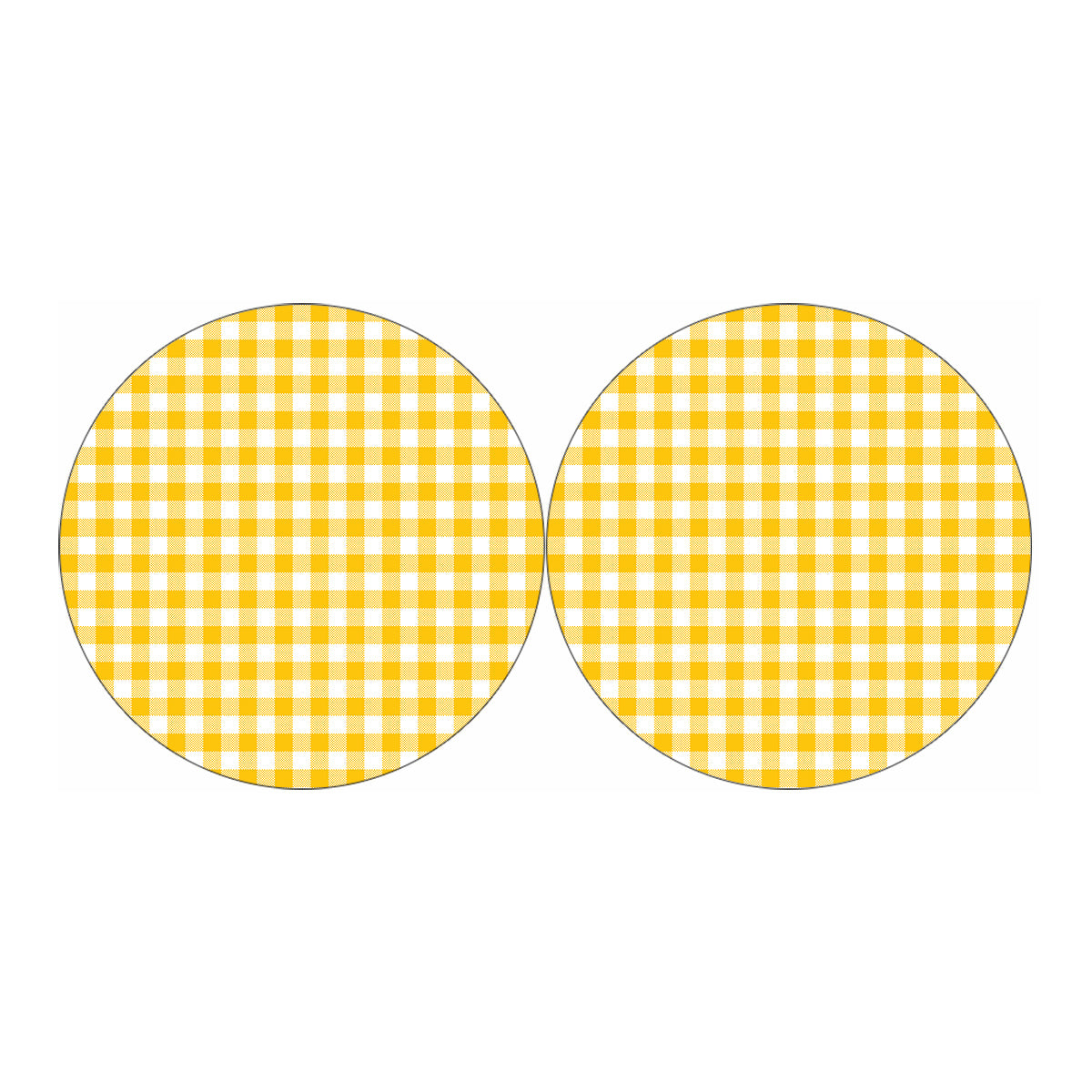 Canary Yellow And White Gingham Print Car Coasters