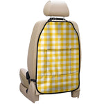 Canary Yellow And White Gingham Print Car Seat Organizers
