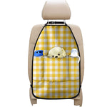 Canary Yellow And White Gingham Print Car Seat Organizers