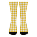 Canary Yellow And White Gingham Print Crew Socks