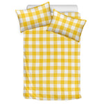 Canary Yellow And White Gingham Print Duvet Cover Bedding Set
