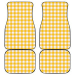 Canary Yellow And White Gingham Print Front and Back Car Floor Mats