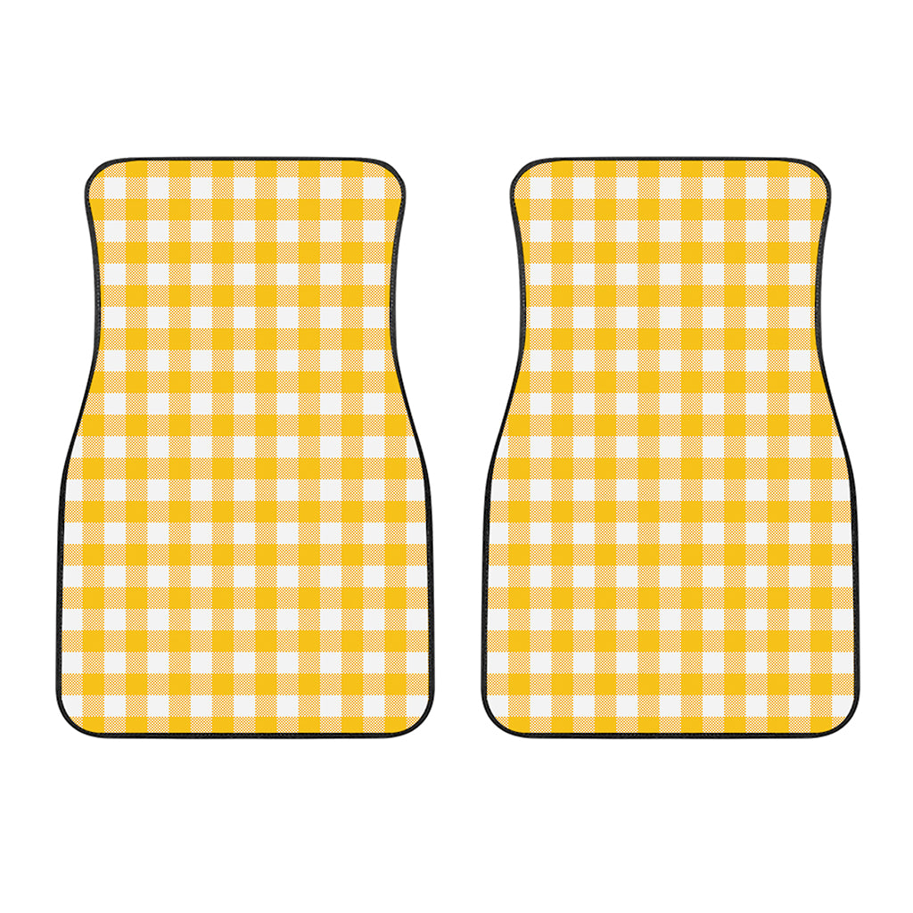 Canary Yellow And White Gingham Print Front Car Floor Mats