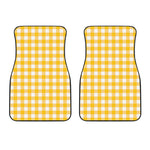 Canary Yellow And White Gingham Print Front Car Floor Mats