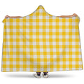 Canary Yellow And White Gingham Print Hooded Blanket