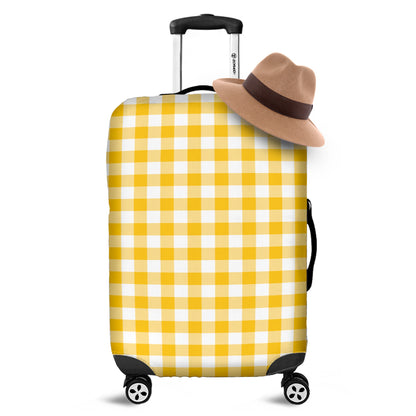 Canary Yellow And White Gingham Print Luggage Cover