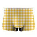 Canary Yellow And White Gingham Print Men's Boxer Briefs