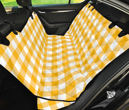 Canary Yellow And White Gingham Print Pet Car Back Seat Cover