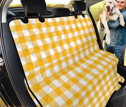 Canary Yellow And White Gingham Print Pet Car Back Seat Cover