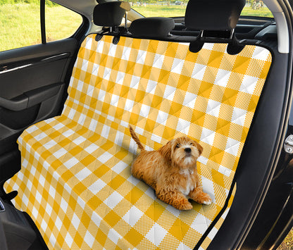 Canary Yellow And White Gingham Print Pet Car Back Seat Cover