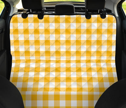 Canary Yellow And White Gingham Print Pet Car Back Seat Cover