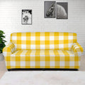 Canary Yellow And White Gingham Print Sofa Cover
