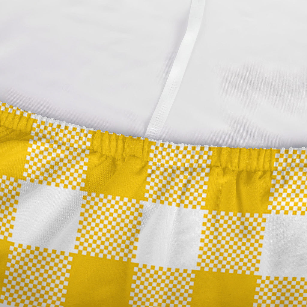 Canary Yellow And White Gingham Print Sofa Cover