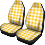 Canary Yellow And White Gingham Print Universal Fit Car Seat Covers
