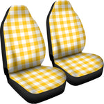 Canary Yellow And White Gingham Print Universal Fit Car Seat Covers