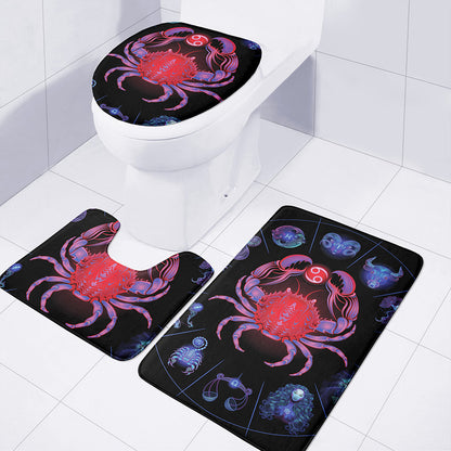 Cancer And Astrological Signs Print 3 Piece Bath Mat Set