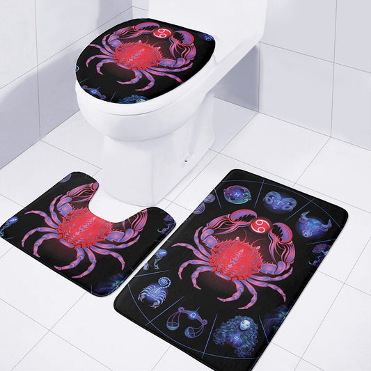 Cancer And Astrological Signs Print 3 Piece Bath Mat Set