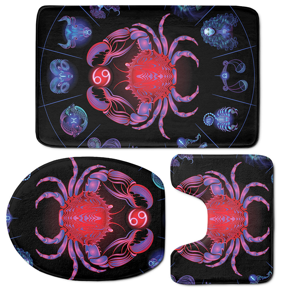 Cancer And Astrological Signs Print 3 Piece Bath Mat Set