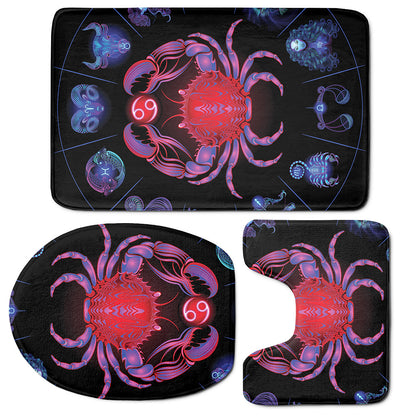 Cancer And Astrological Signs Print 3 Piece Bath Mat Set