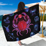 Cancer And Astrological Signs Print Beach Sarong Wrap