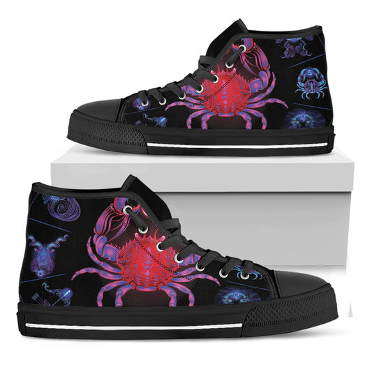 Cancer And Astrological Signs Print Black High Top Shoes