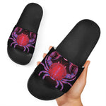 Cancer And Astrological Signs Print Black Slide Sandals