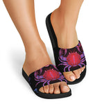 Cancer And Astrological Signs Print Black Slide Sandals