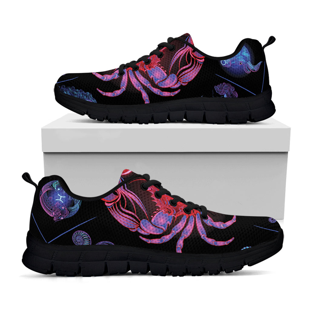 Cancer And Astrological Signs Print Black Sneakers