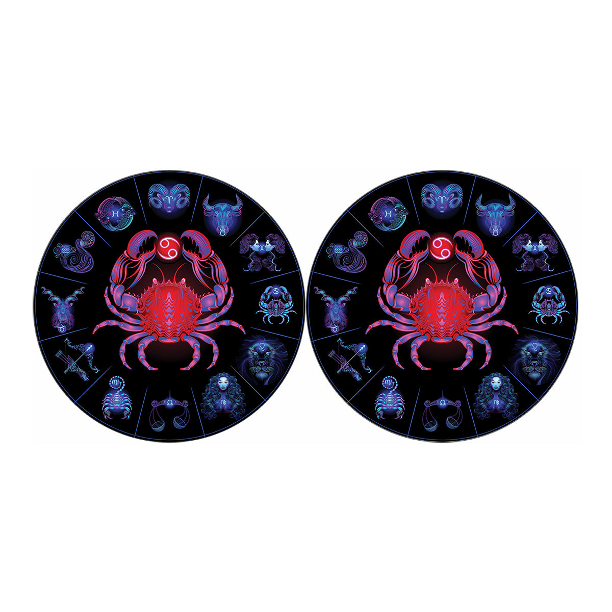 Cancer And Astrological Signs Print Car Coasters