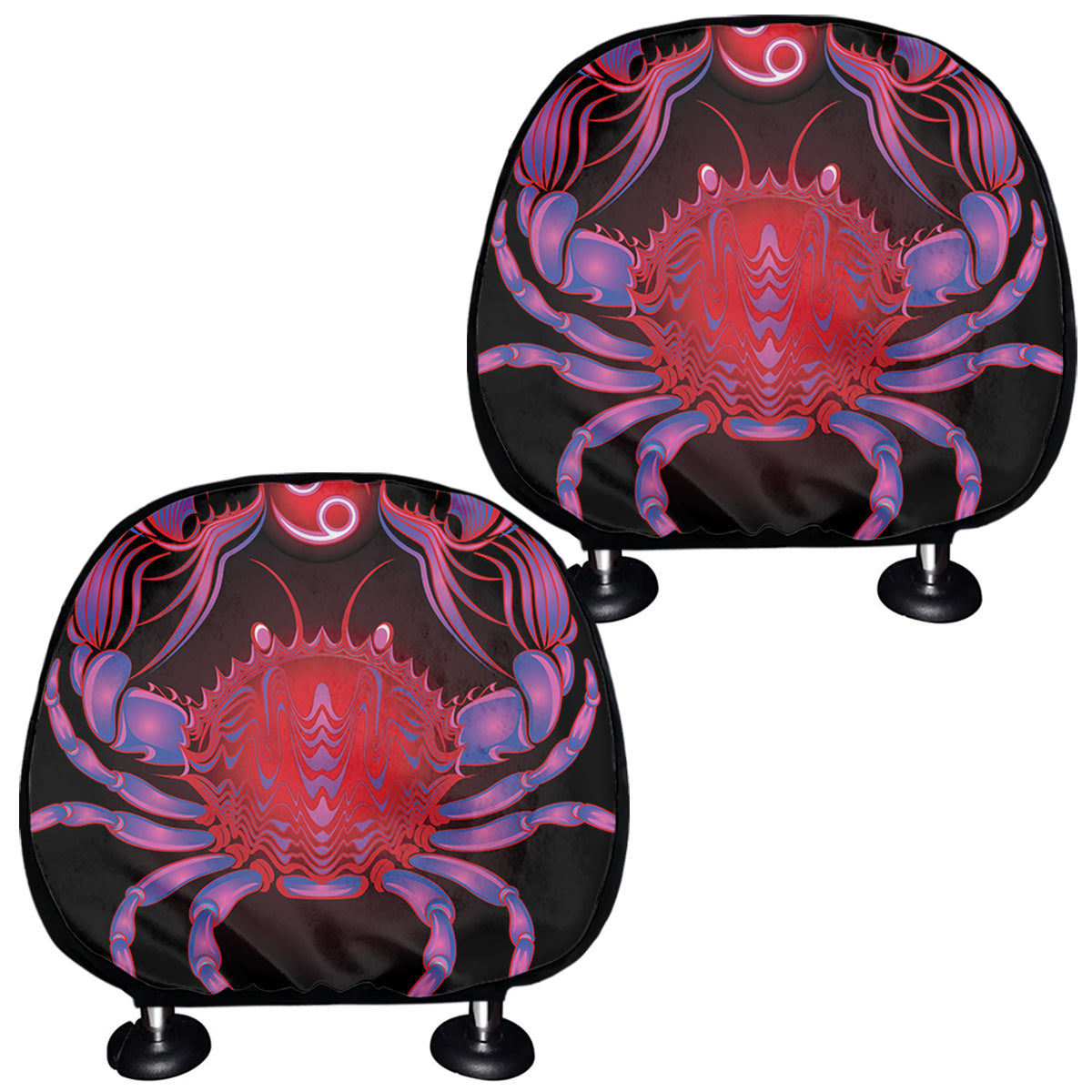 Cancer And Astrological Signs Print Car Headrest Covers