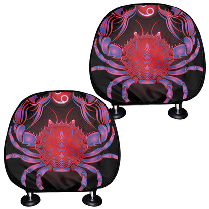 Cancer And Astrological Signs Print Car Headrest Covers