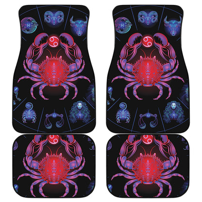 Cancer And Astrological Signs Print Front and Back Car Floor Mats
