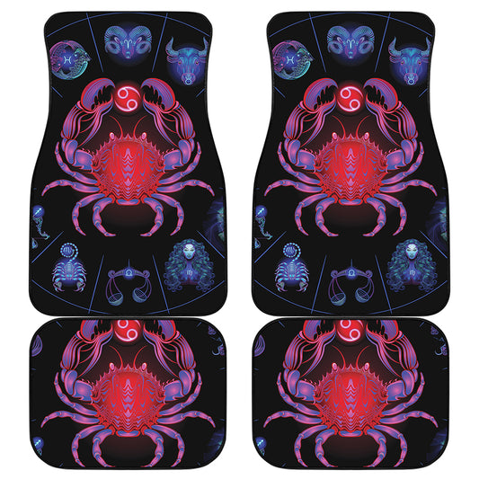 Cancer And Astrological Signs Print Front and Back Car Floor Mats