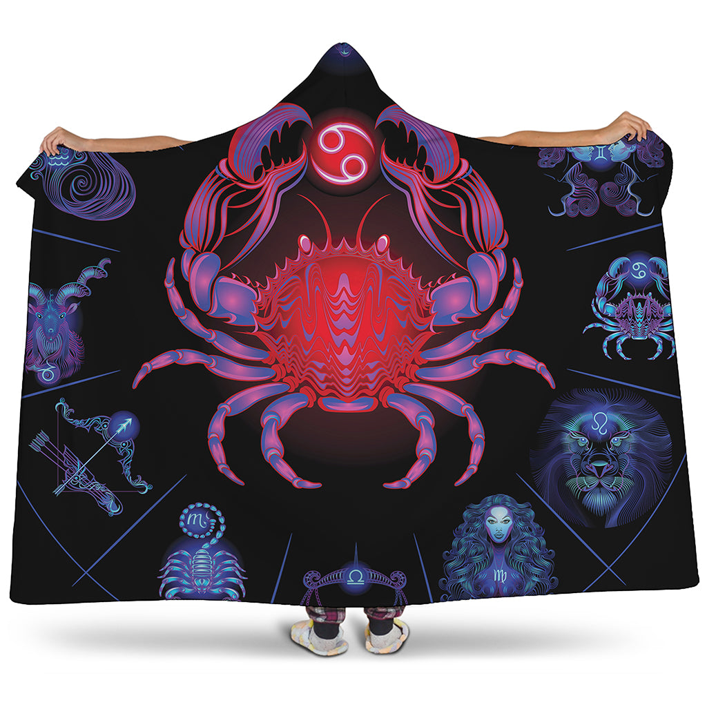 Cancer And Astrological Signs Print Hooded Blanket