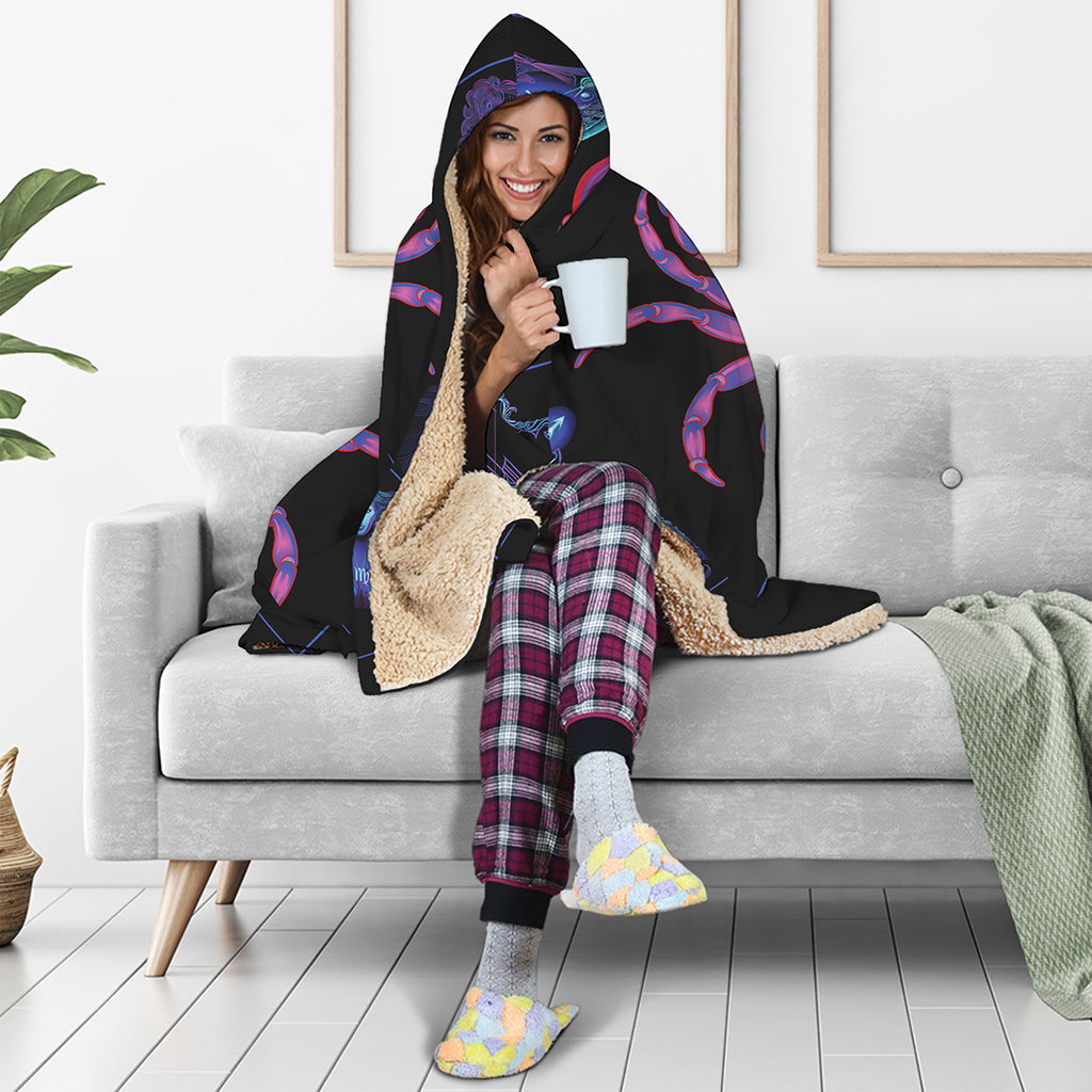 Cancer And Astrological Signs Print Hooded Blanket