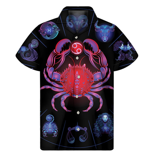 Cancer And Astrological Signs Print Men's Short Sleeve Shirt