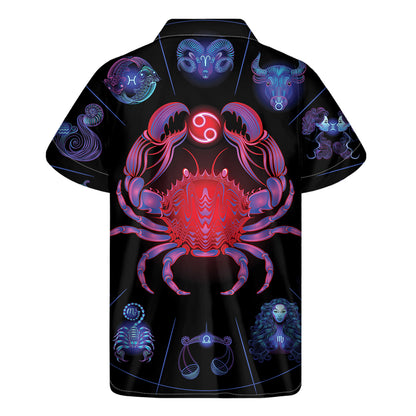 Cancer And Astrological Signs Print Men's Short Sleeve Shirt