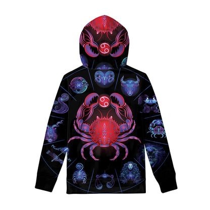 Cancer And Astrological Signs Print Pullover Hoodie
