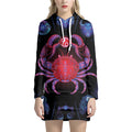 Cancer And Astrological Signs Print Pullover Hoodie Dress