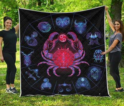 Cancer And Astrological Signs Print Quilt