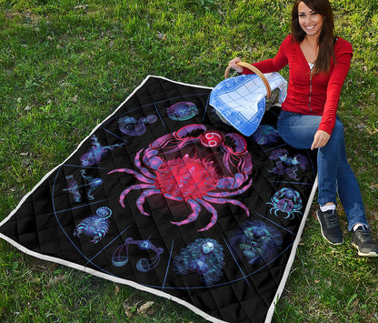 Cancer And Astrological Signs Print Quilt
