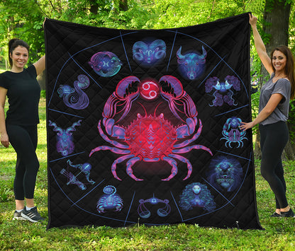 Cancer And Astrological Signs Print Quilt